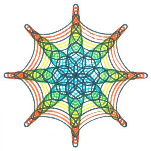 8-pointed Spirograph design made with wheel 84