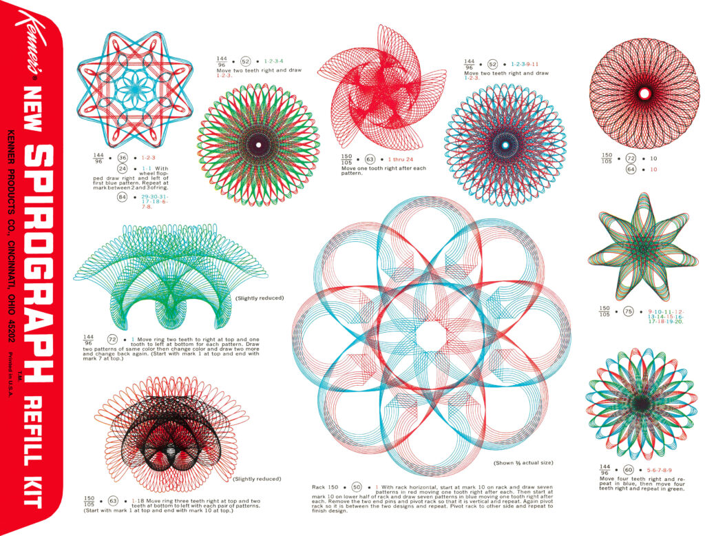 Back of envelope, Spirograph Refill Kit No. 402, published 1967 by Kenner.