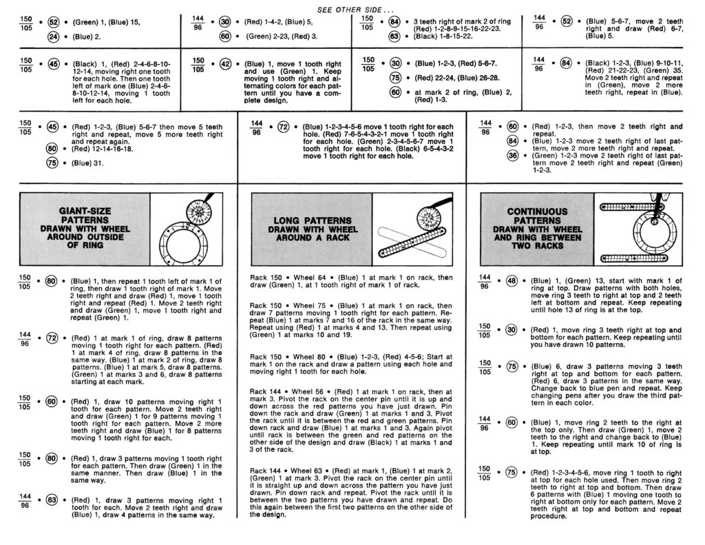 Mystery Pattern instructions from Spirograph Refill Kit No. 402, page 2