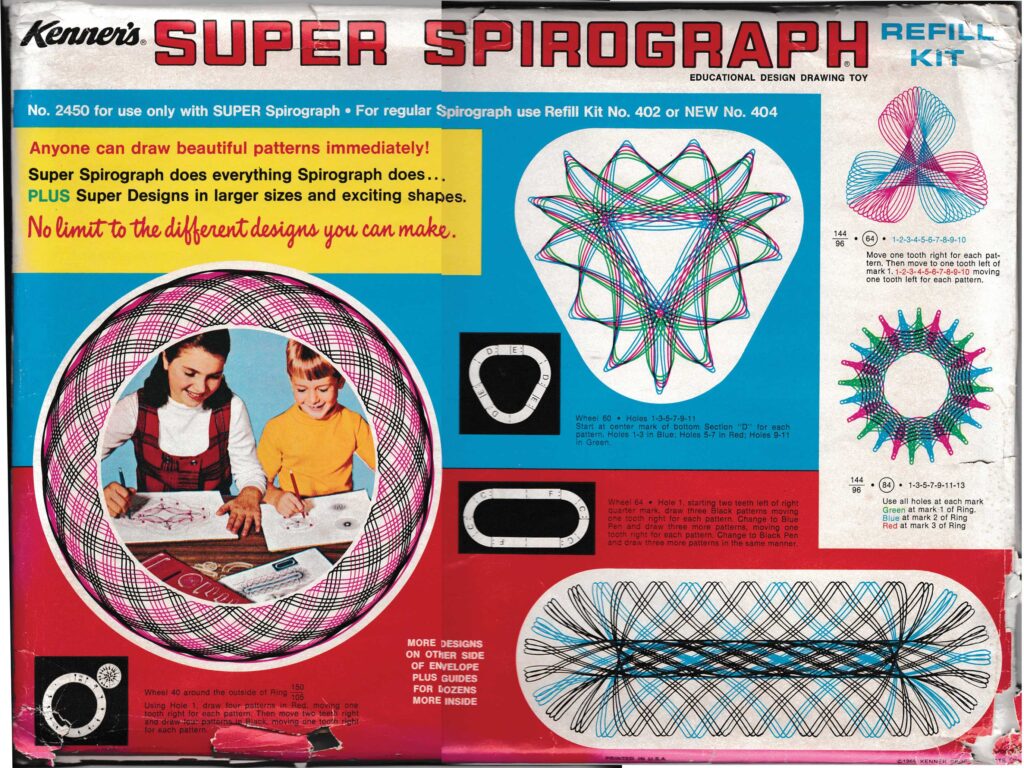 Cover of Kenner's Super Spirograph Refill Kit, published 1969.
